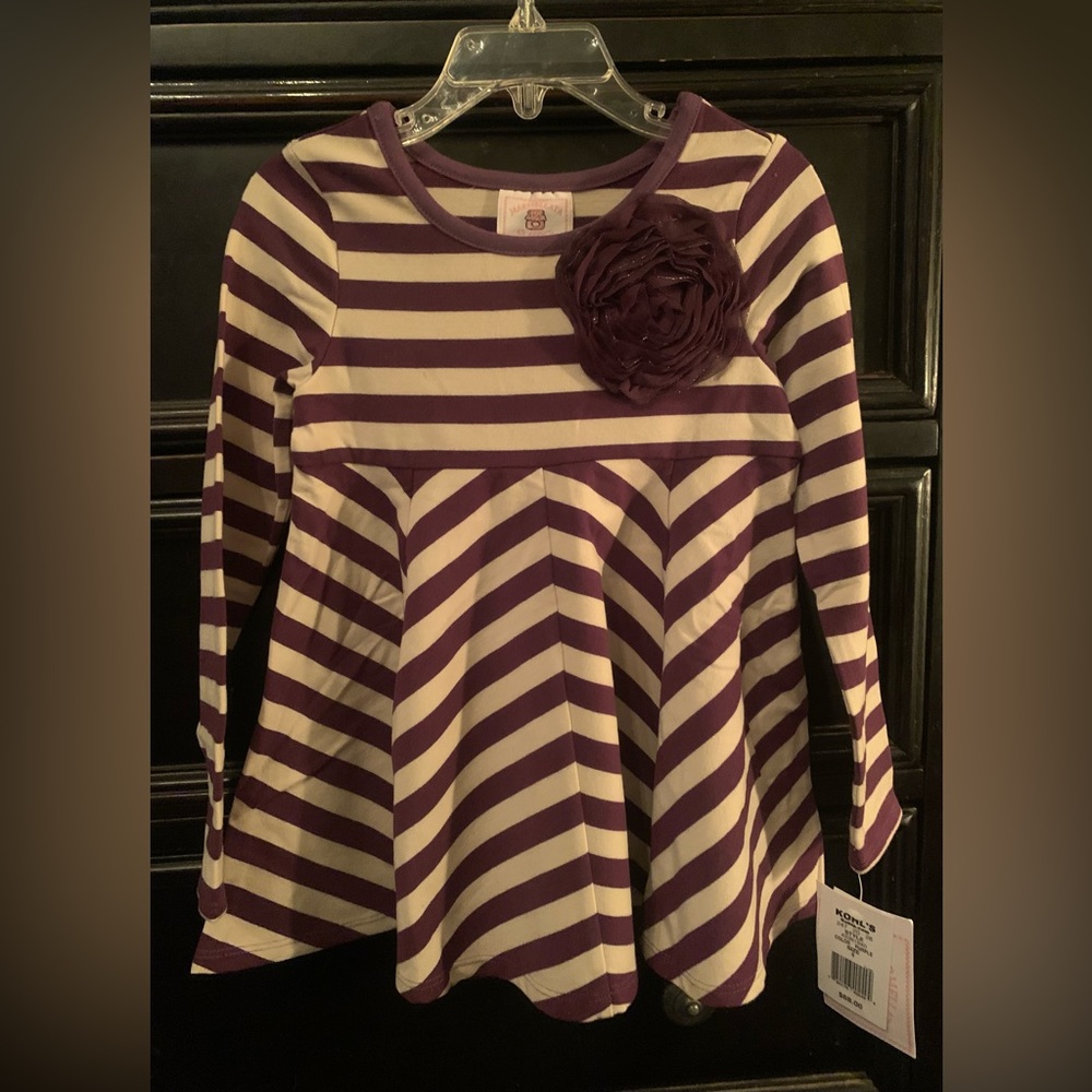 Kohl's Purple and Pale Gray Striped Long Sleeve top